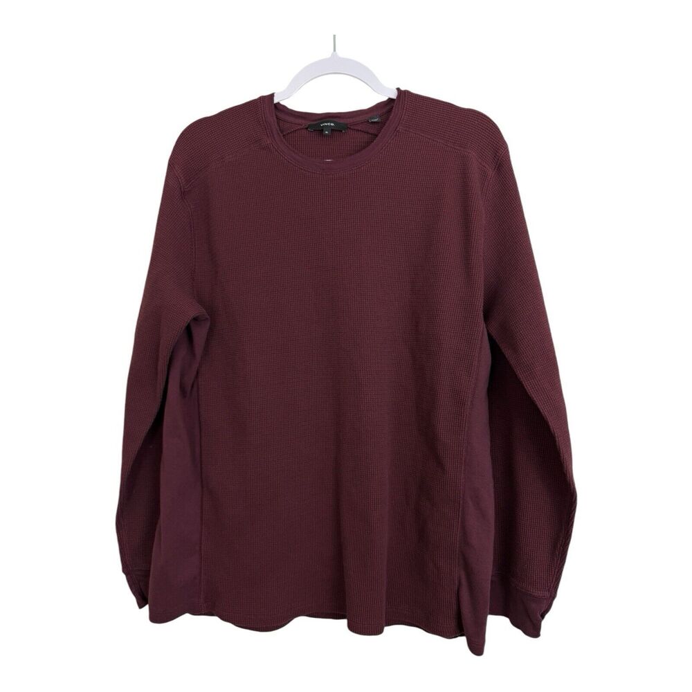 Vince Thermal Long Sleeve T-Shirt Men Sz XL Deep Wine Maroon Crew neck pullover